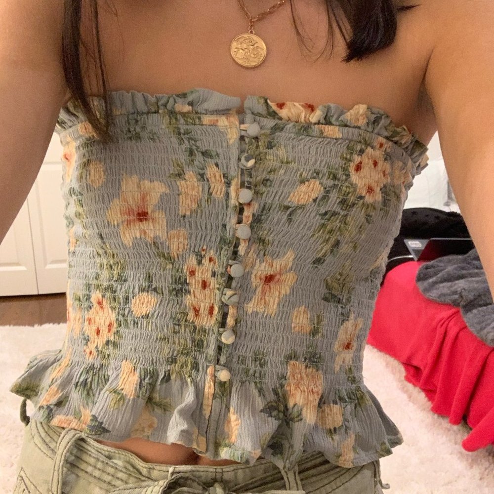 Floral Ripped Tube Top - Picture 3 of 3